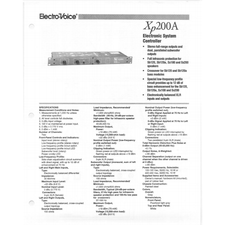 Electro-Voice XP200A System Controller - USED Electro-Voice XP200A System Controller - USED