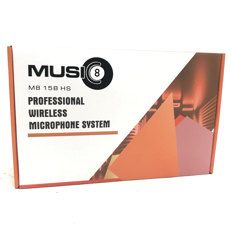 Music8 M8-15B HS Professional Wireless System w/ USB Receiver and Headset Microphone and Beltpack Transmitter